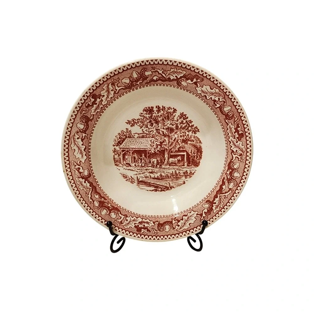 Vintage Royal Memory Lane Tonquin Red Scenic Bowl Set, Countryside, 5 Pcs - Picture 4 of 11